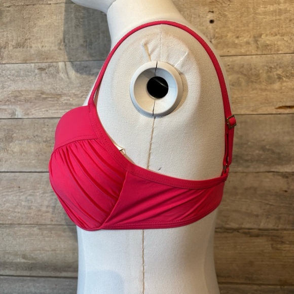 La Blanca women’s fuchsia coloured underwire cup ruched bikini top 32D‎ - Picture 4 of 11